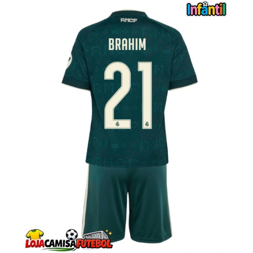 Camisa de Futebol Real Madrid Brahim Diaz #21 Equipamento Secundário Infantil 2026-27 Manga Curta (+ Calças curtas)
